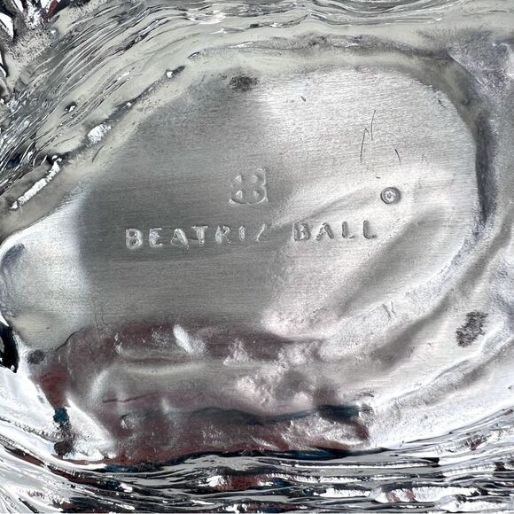 BEATRIZ BALL Oyster Bowl Ocean Platter 15” Aluminum With Two Spoons - Picture 8 of 16